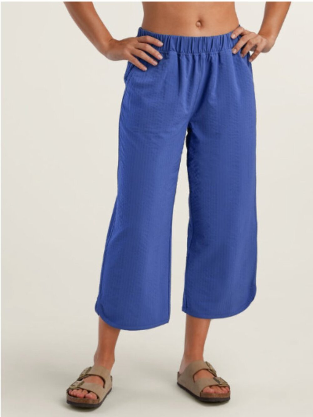 Title Nine Staycation Pants Opal Blue Wide Leg Crop Active sz S